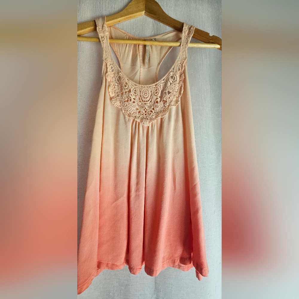 Lauren Conrad Reaction Coral Ombre Lace Tank Top